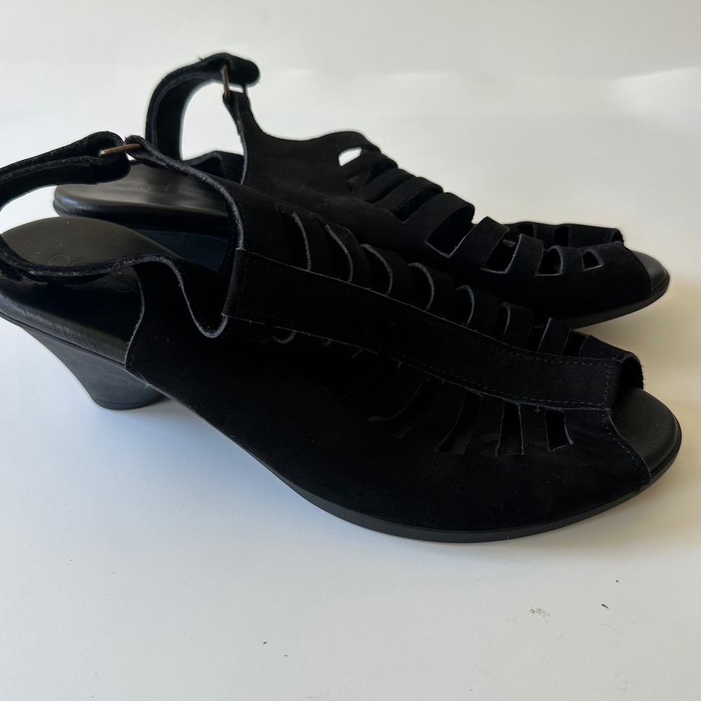 Arche Sandals Enexor Black Nubuck Suede Cage Slingback Wedge size 38 - Picture 12 of 13